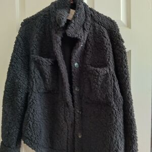 Active USA Black Oversized Long Sleeve Button Down